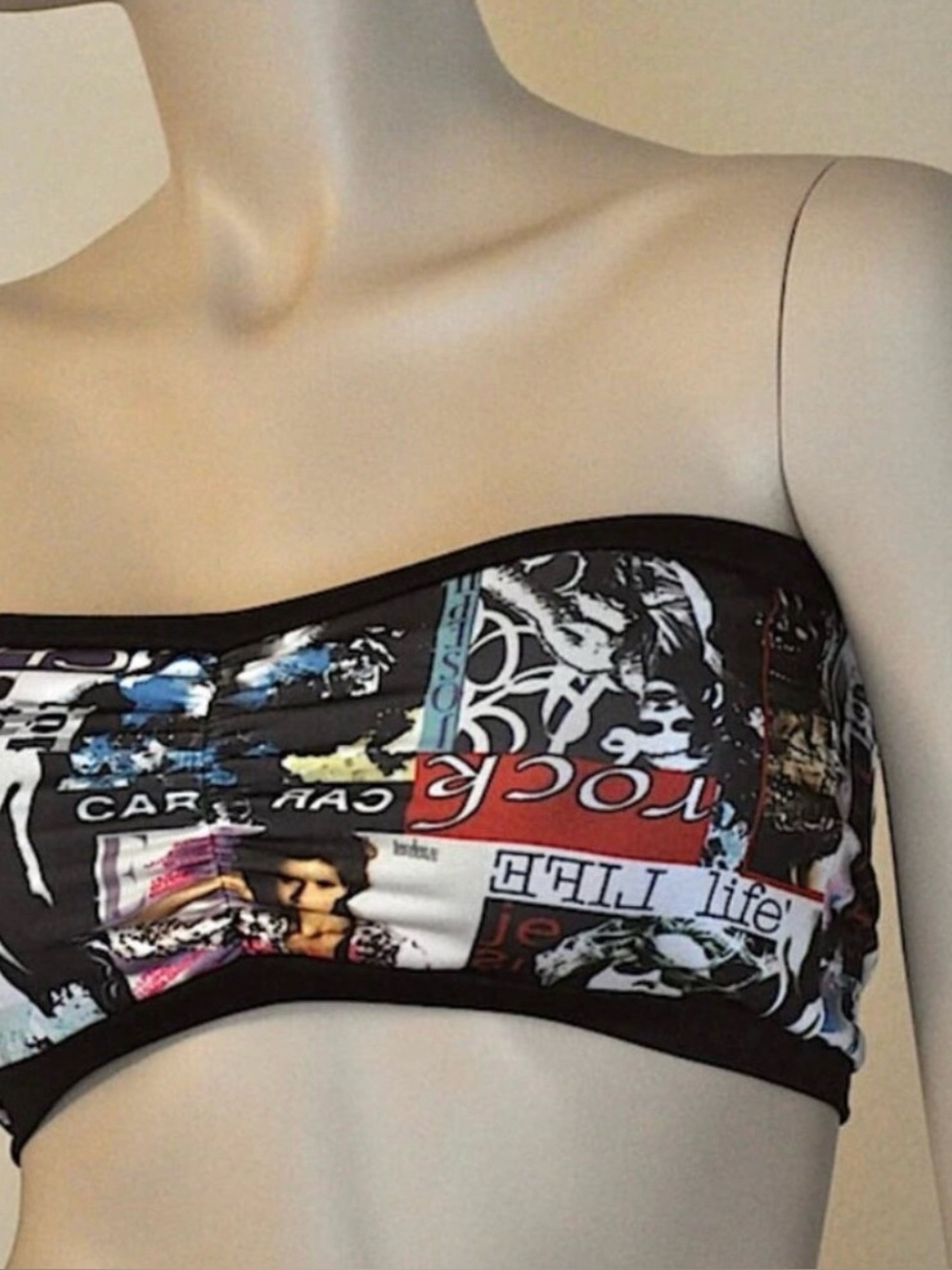 FASHION PRINT Tube top Swim Strapless Bikini Yoga lined top Ruched Crop Top